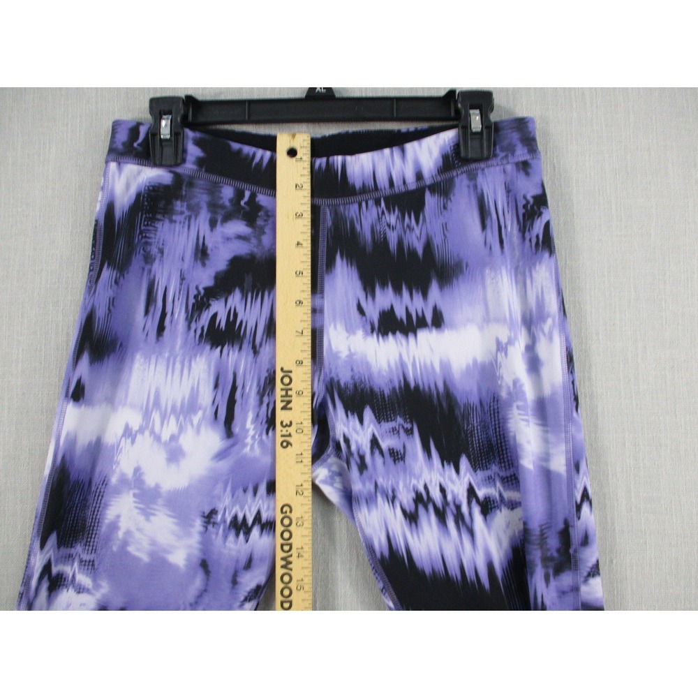 Adidas Womens Purple Black Abstract Wave Print Cropped Legging L Athletic Tights - Picture 4 of 13